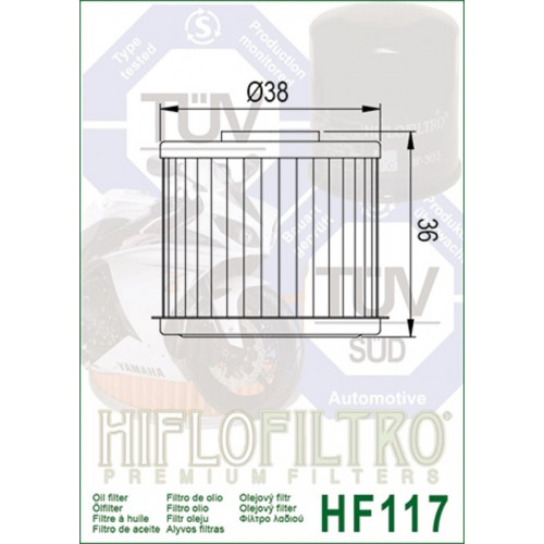 Filtre à huile HIFLOFILTRO - HF117 Honda 2